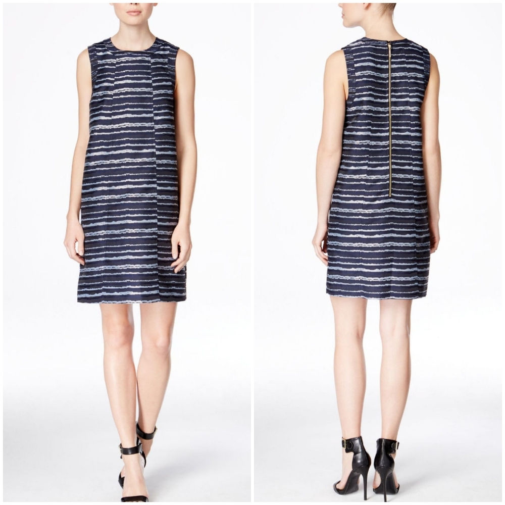 Kensie Blue and Gray Striped Shift Dress, Size XS